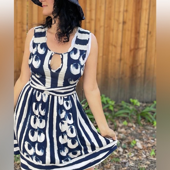 Anthropology Maeve Polka Dot Jersey Dress with keyhole - Picture 4 of 7